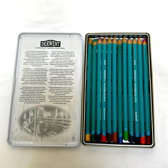 Art Set Of 12 Derwent Watercolour Pencils Made In England Uk Number